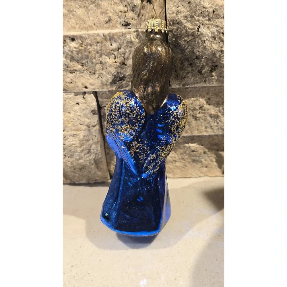 NIB Krebs ANGEL White Gold Christmas Holiday Ornament Glass Germany VTG Inspired